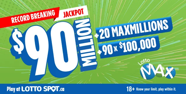 Image of Record Breaking Lotto Max Jackpot $ 90 Million 20 x $1 Million Prize 90 x $100,000